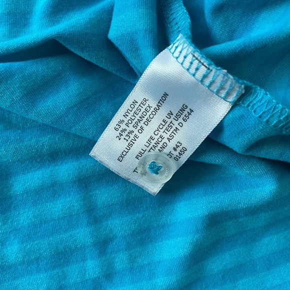 Coolibar golf Performance Striped Women’s M Teal Long-Sleeve Polo UPF 50+ - Picture 5 of 9